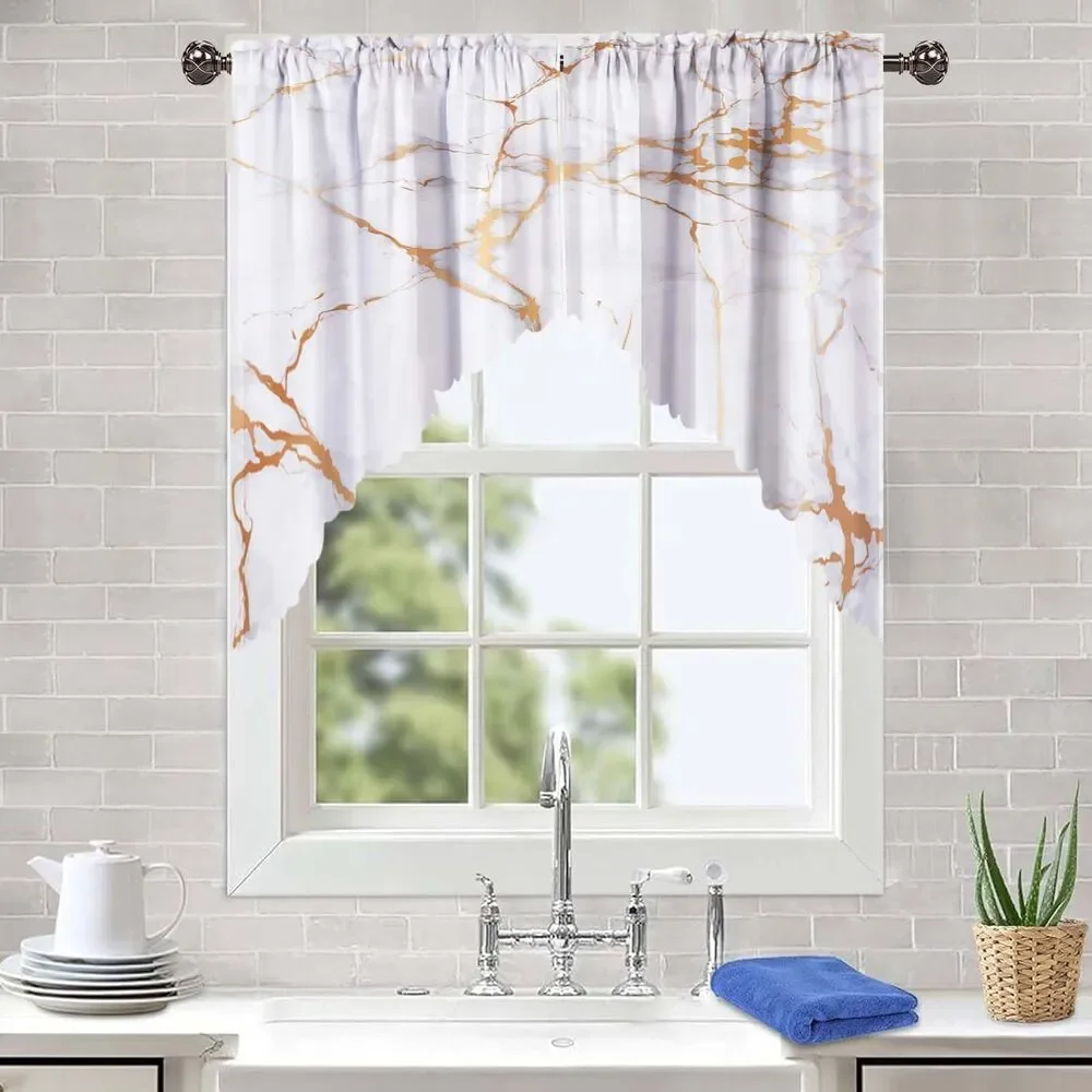 Gold Marble Swag Valance Set, (36